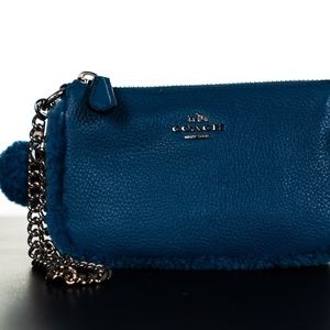 Blue COACH Pom Pom Wristlet (BRAND NEW CONDITION)